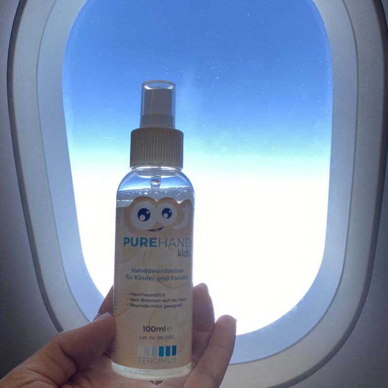 Tergimus Purehand Kids Desinfektionsmittel darf im Flugzeug mitfliegen