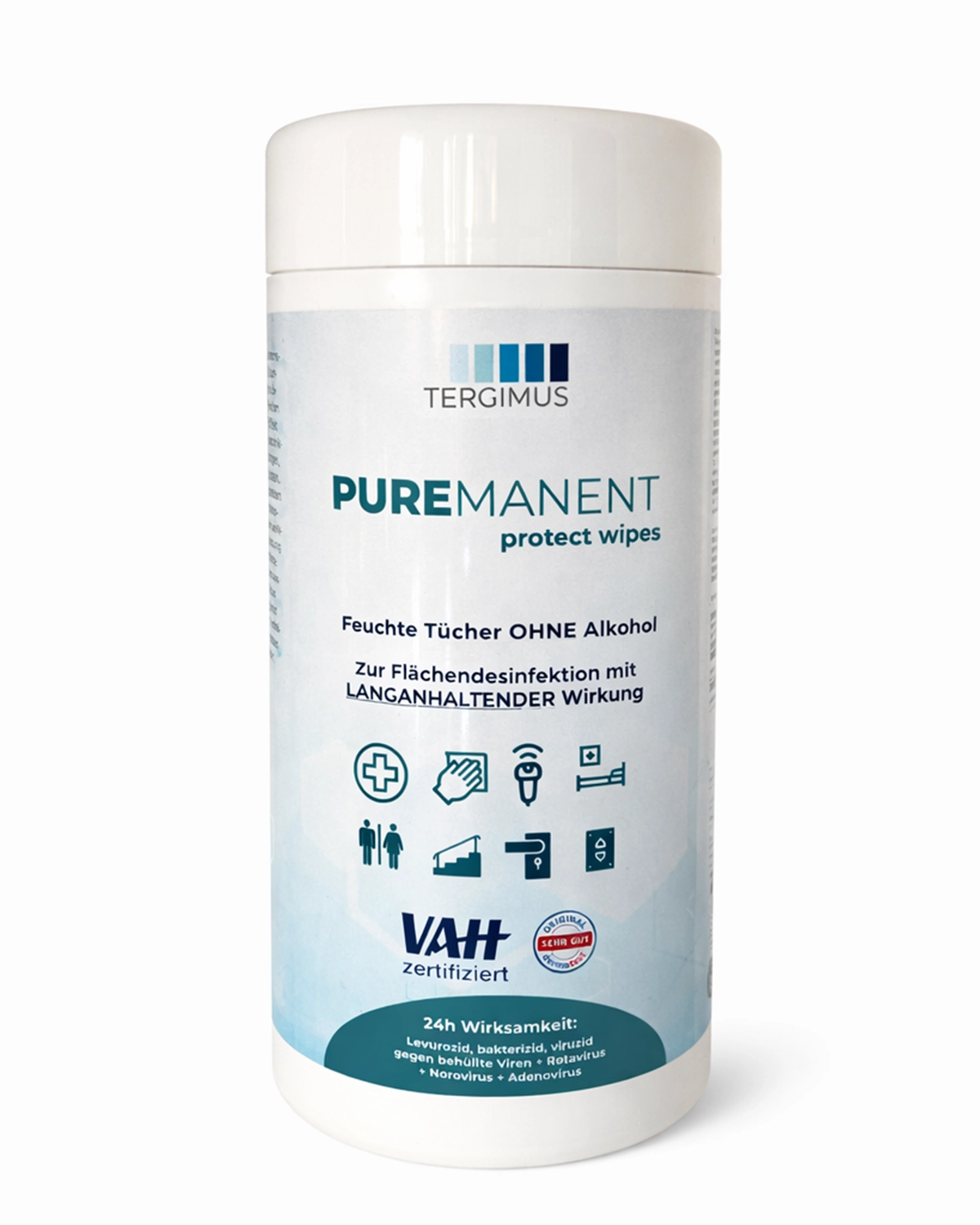 puremanent-protect-wipes-24h.webp PUREMANENT Protect Desinfektionstücher in Spenderdose - Image 1